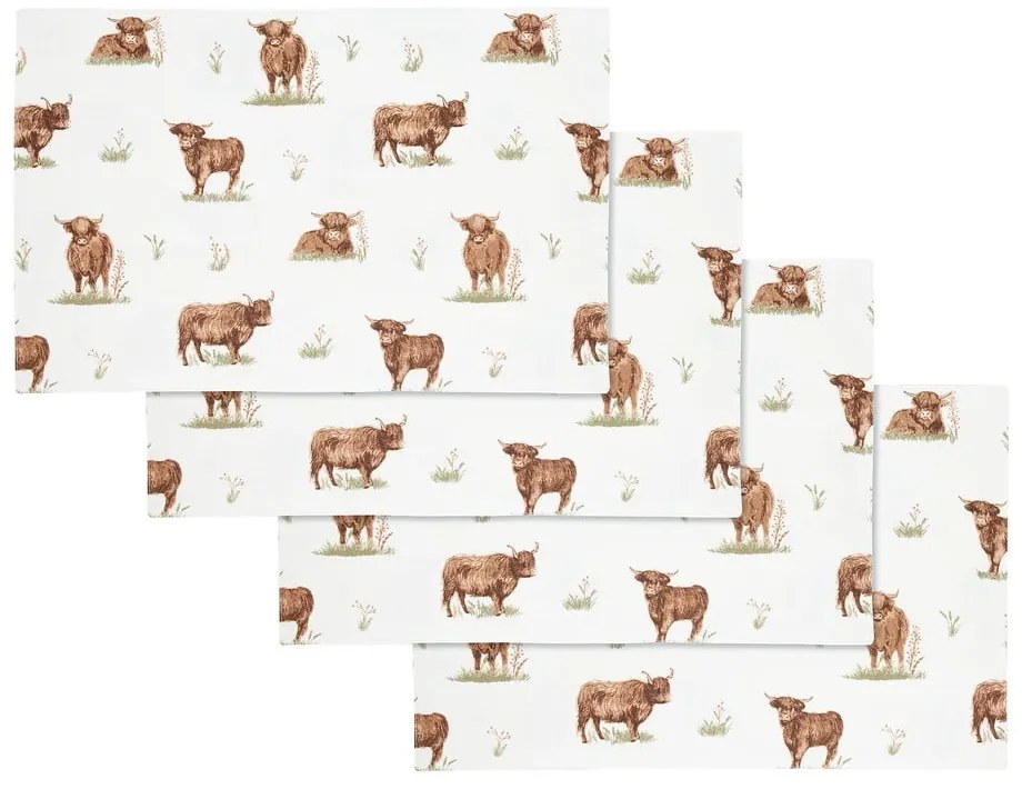 Bavlnené prestieranie v súprave 4 ks 30x46 cm Angus Highland Cow – Catherine Lansfield