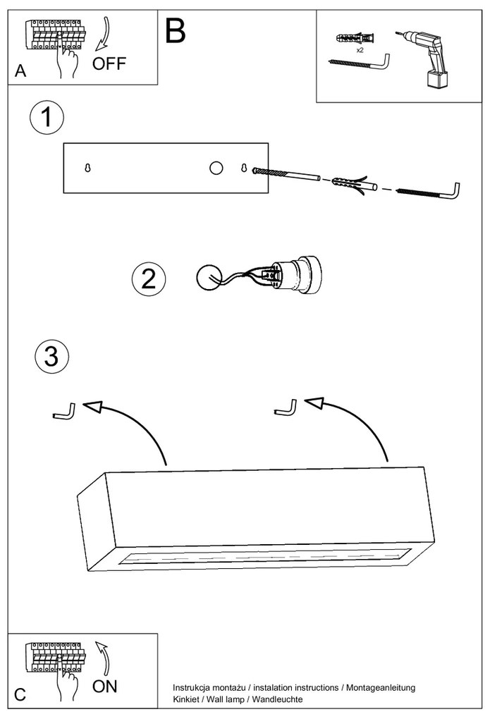 Nástenné svietidlo Vega, 1x čierne keramické tienidlo