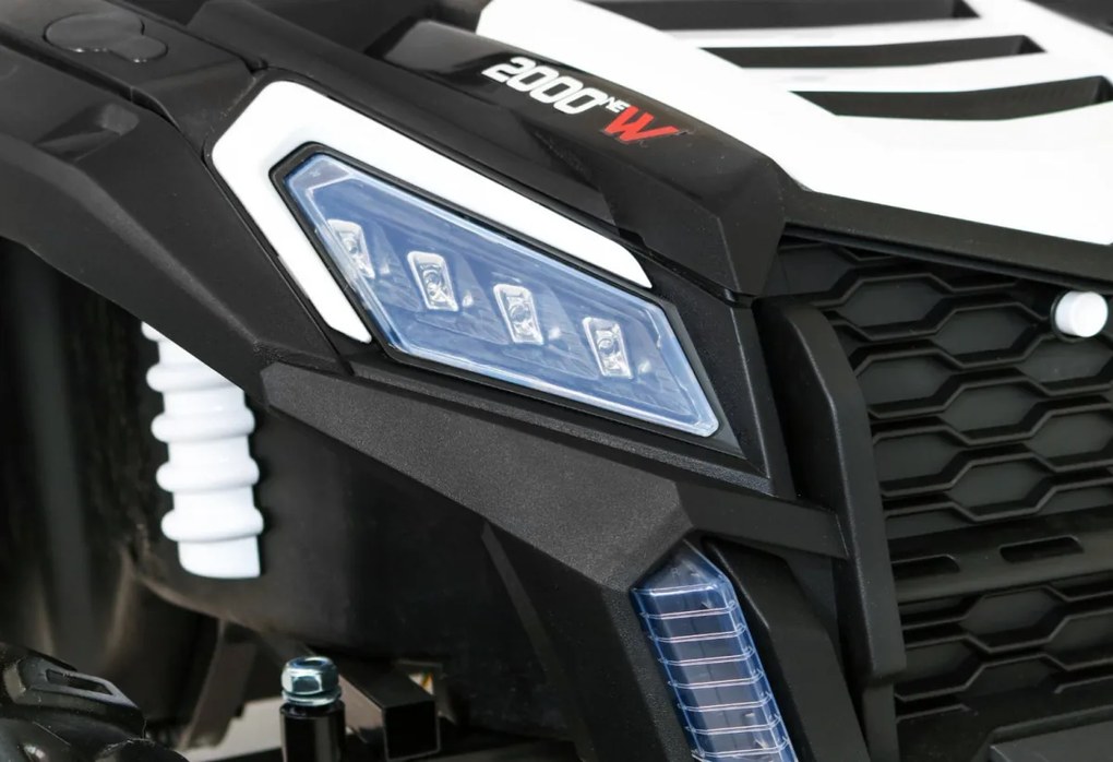 Ramiz Detská bugina ATV Strong Racing pre 2 deti biela + bezkefkový motor + nafukovacie kolesá + zvuky + LED
