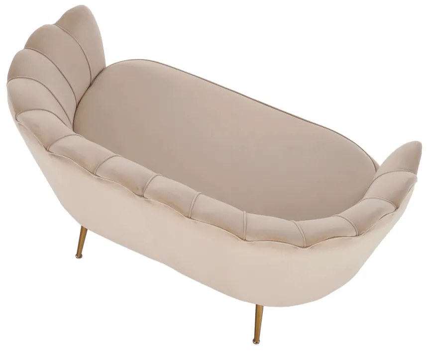 Lavica v štýle Art-deco, béžová Velvet látka/gold chróm-zlatý, NOBLIN