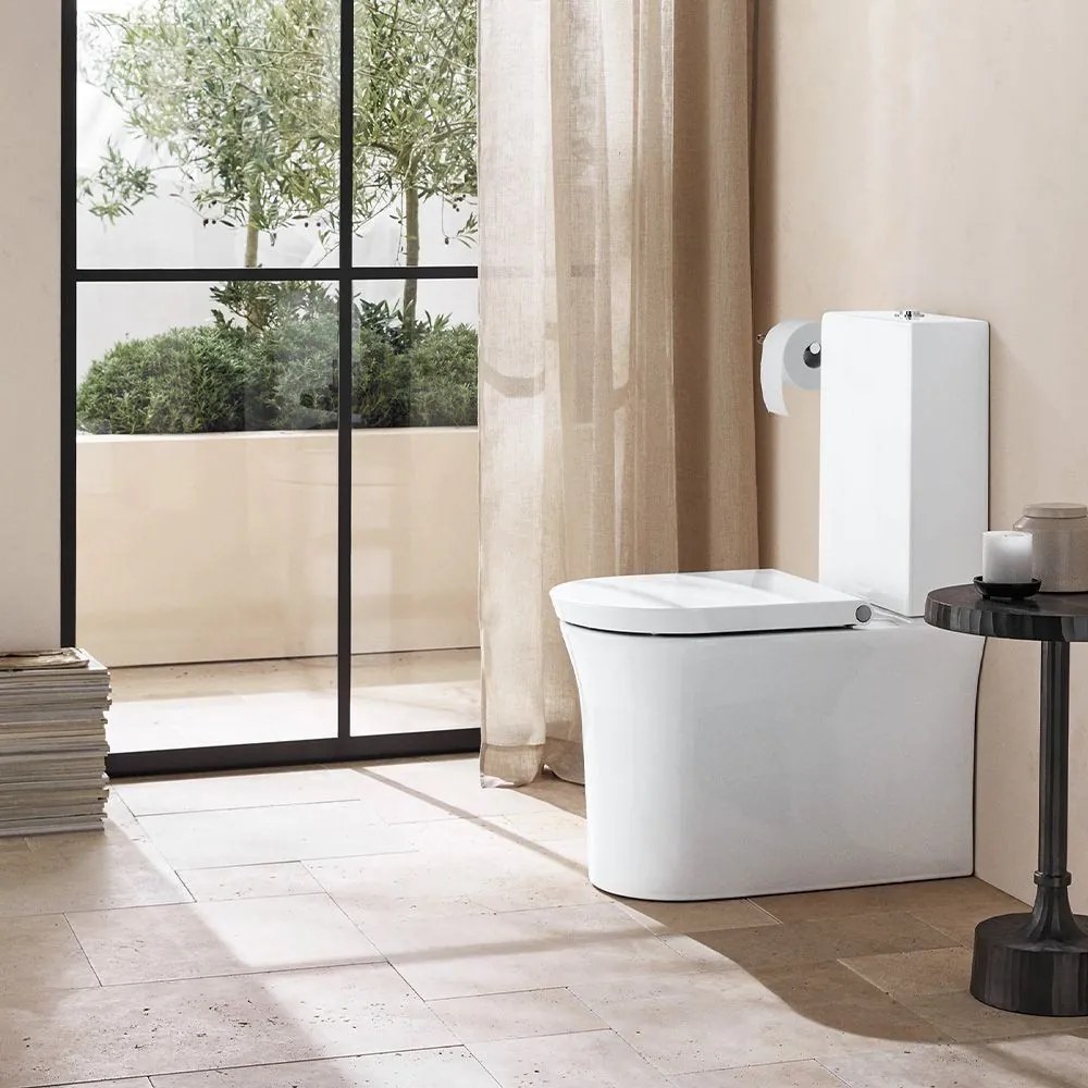 DURAVIT White Tulip WC misa kombi Rimless s hlbokým splachovaním, Vario odpad, 370 x 650 mm, biela, s povrchom WonderGliss, 21970900001