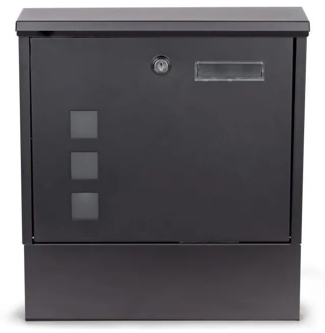 Poštová schránka na listy s moderným oceľovým držiakom na noviny v čiernej farbe