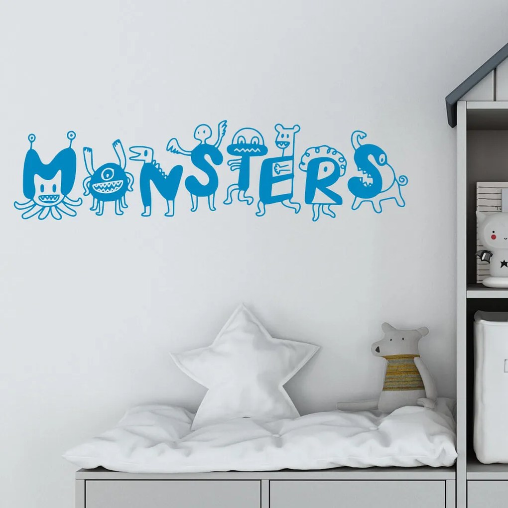 Veselá Stena Samolepka Monsters Farba: bílá, Veľkosť: 40 x 11 cm