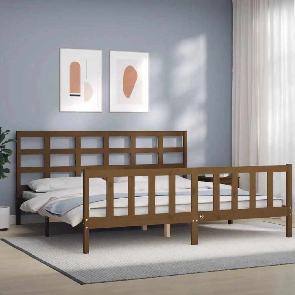 Rám postele s čelom medovohnedý 180x200 cm masívne drevo 3192119