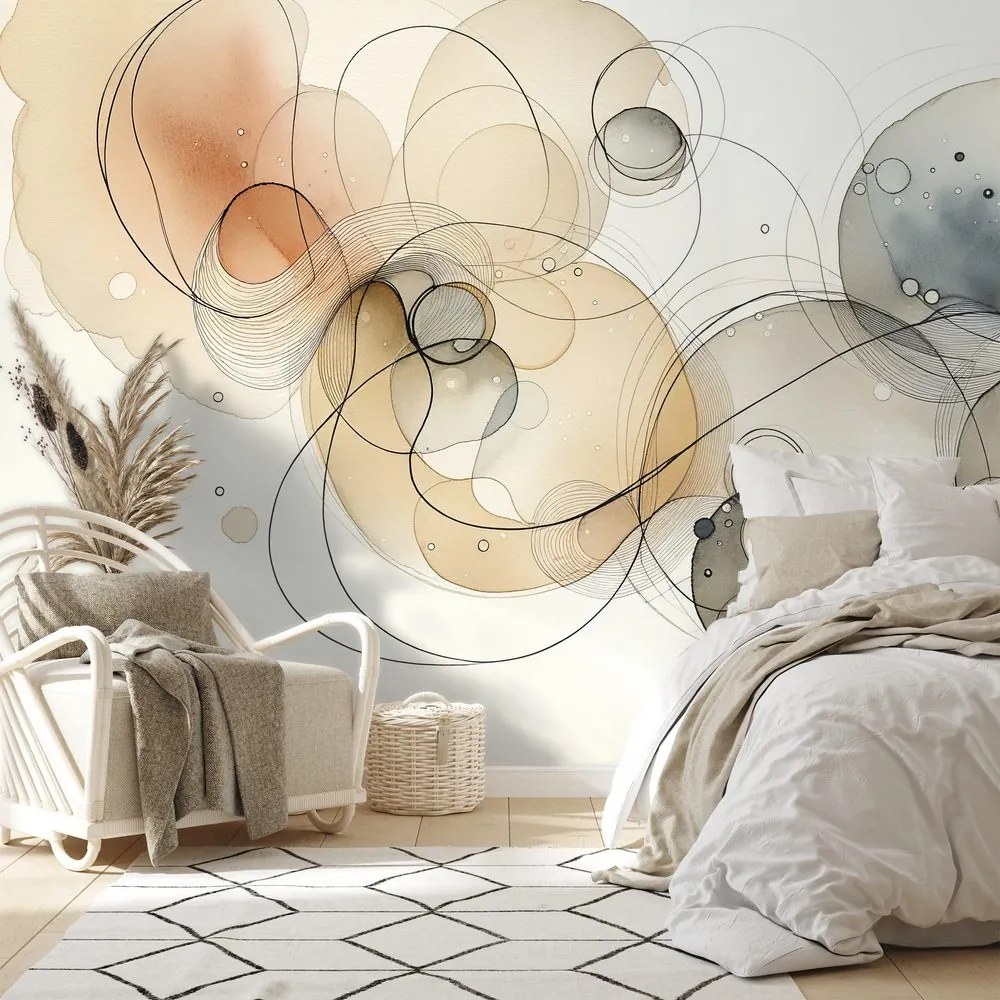 Samolepiaca tapeta abstraktné akvarelové kruhy