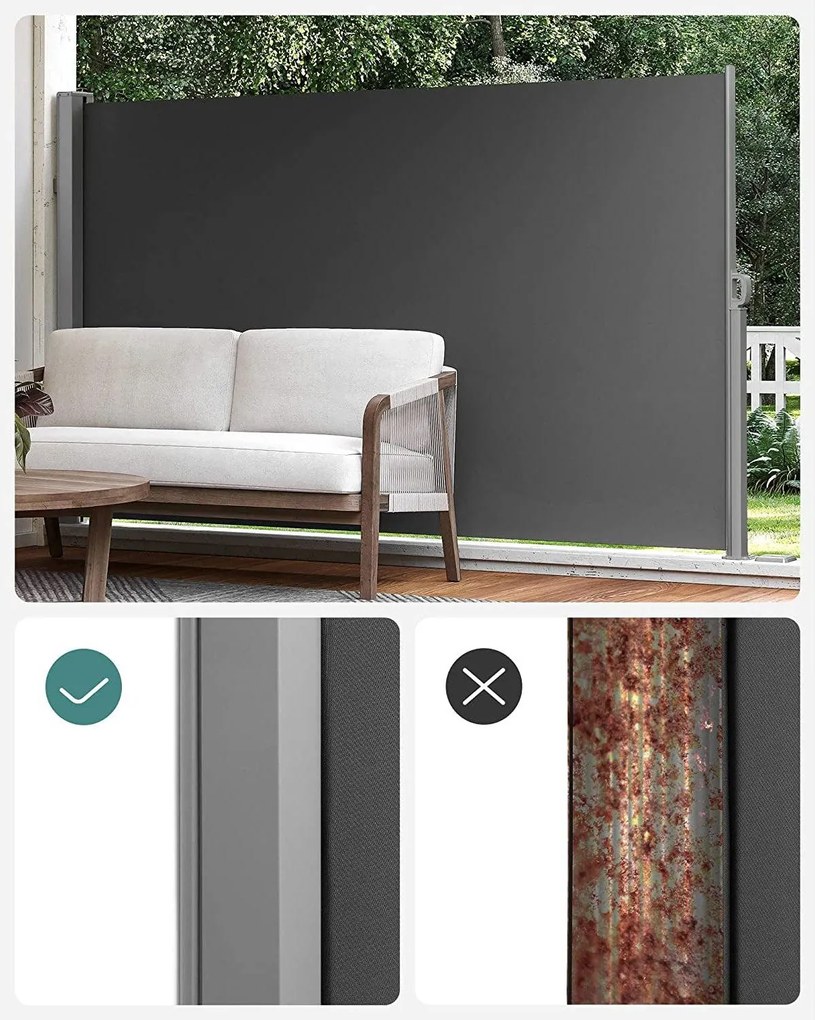 Bočná výsuvná markíza na balkón, terasu a záhradu 300 x 160 cm, dymovo šedá