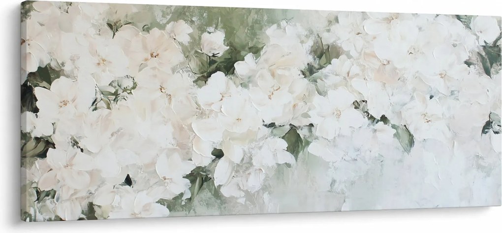Obraz - Abstrakcia bielych kvetov (120x50 cm)