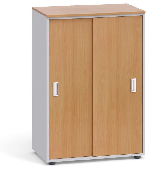 Kancelárska skriňa zasúvacie dvere, 1087x800x420 mm, sivá / breza