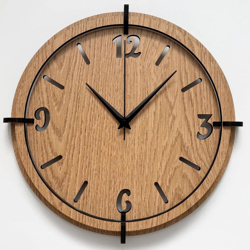 3D Nástenné hodiny Zlatý dub, tiché, moderné | SENTOP HDF0601-OAK