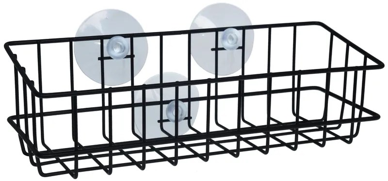 BISK Erga Niagara, drôtený košík na kozmetiku 244x87x90 mm na prísavky, čierna matná, ERG-08265