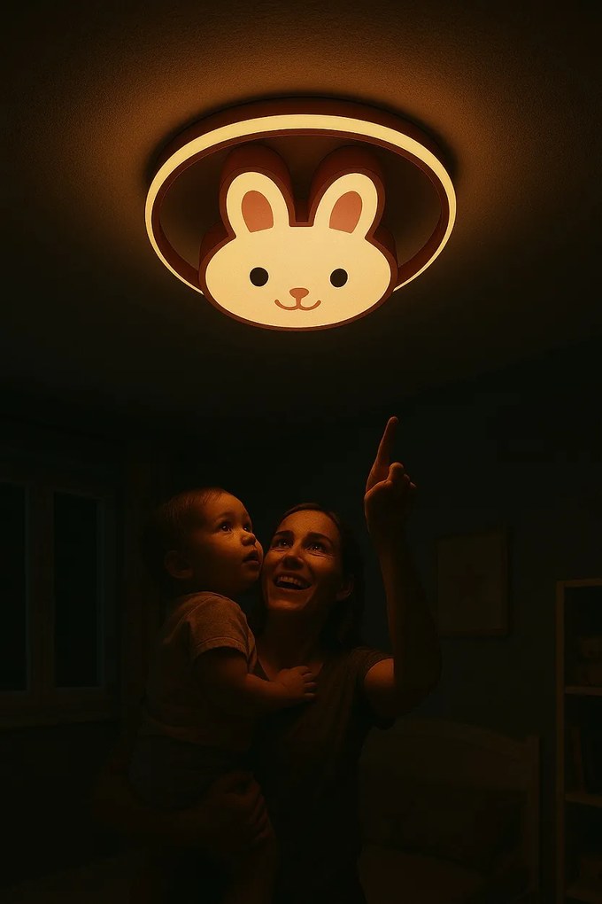 IKO LED stropná lampa s diaľkovým ovládačom – Ružový zajačik