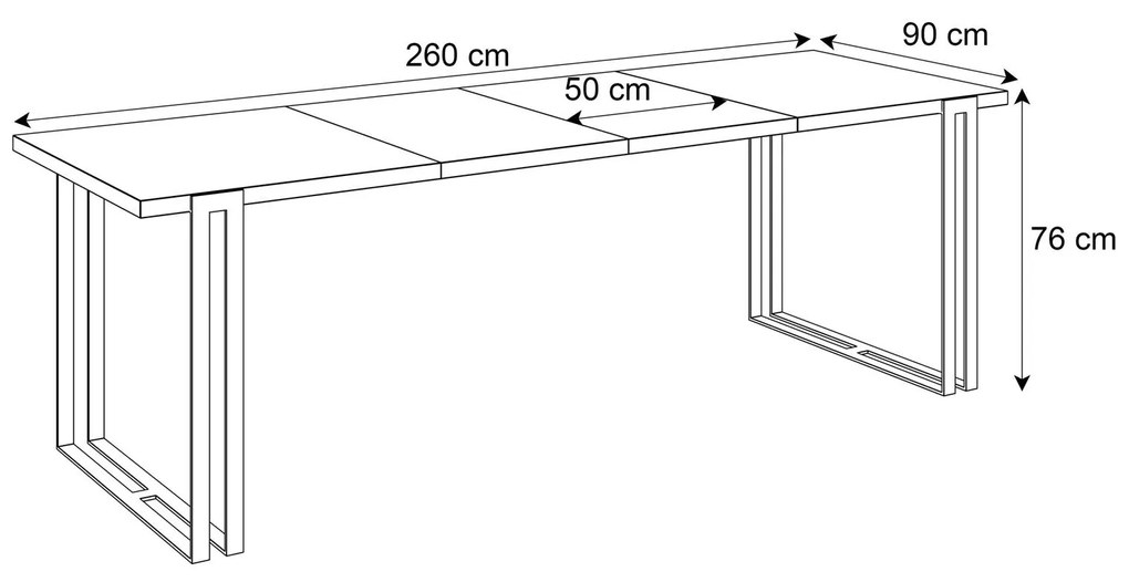 Jedálensky rozkladací stôl KALEN dub sonoma Rozmer stola: 160/260x90cm