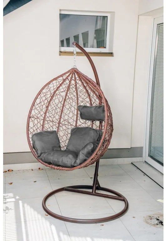 Hnedé závesné kreslo KOKON