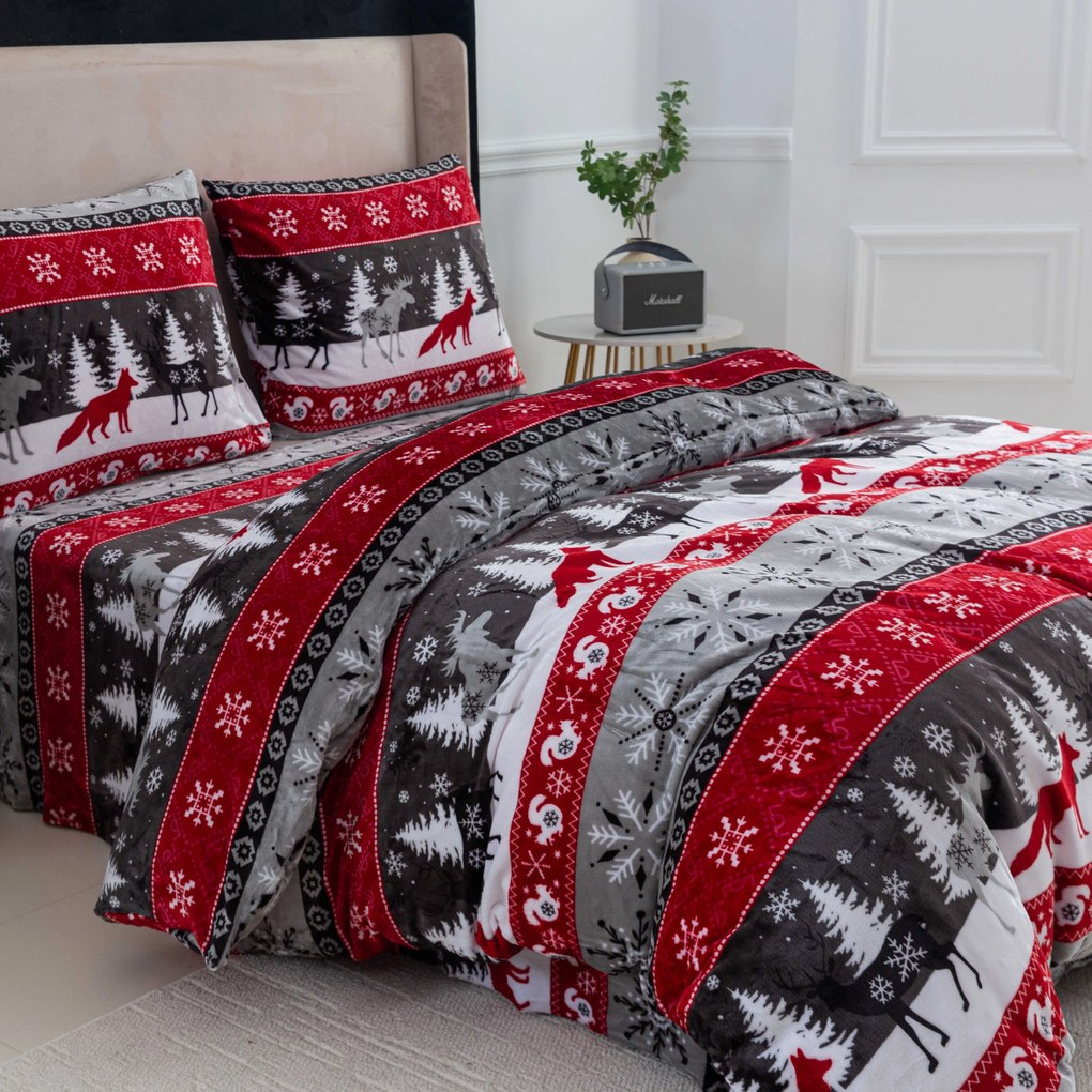 Mikroplyšové obliečky SNOWY FOREST sivé Rozmer obliečky: 70 x 90 cm | 140 x 200 cm