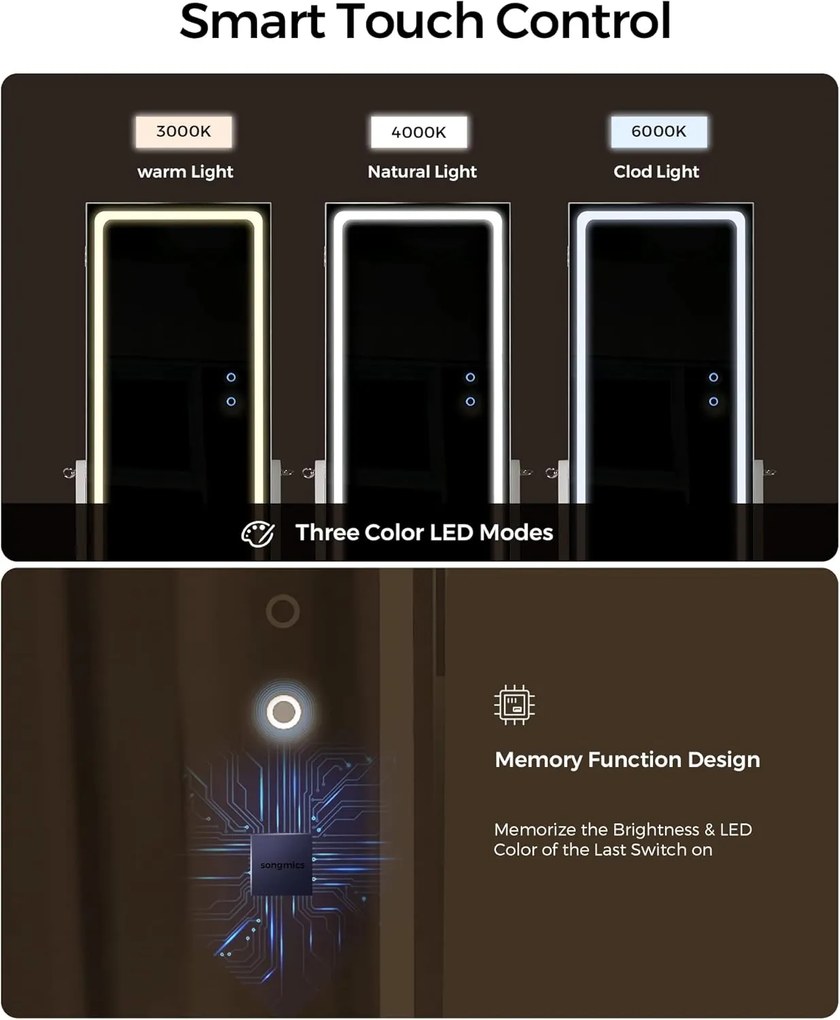 Šperkovnica SONGMICS s LED osvetlením JJC012W01