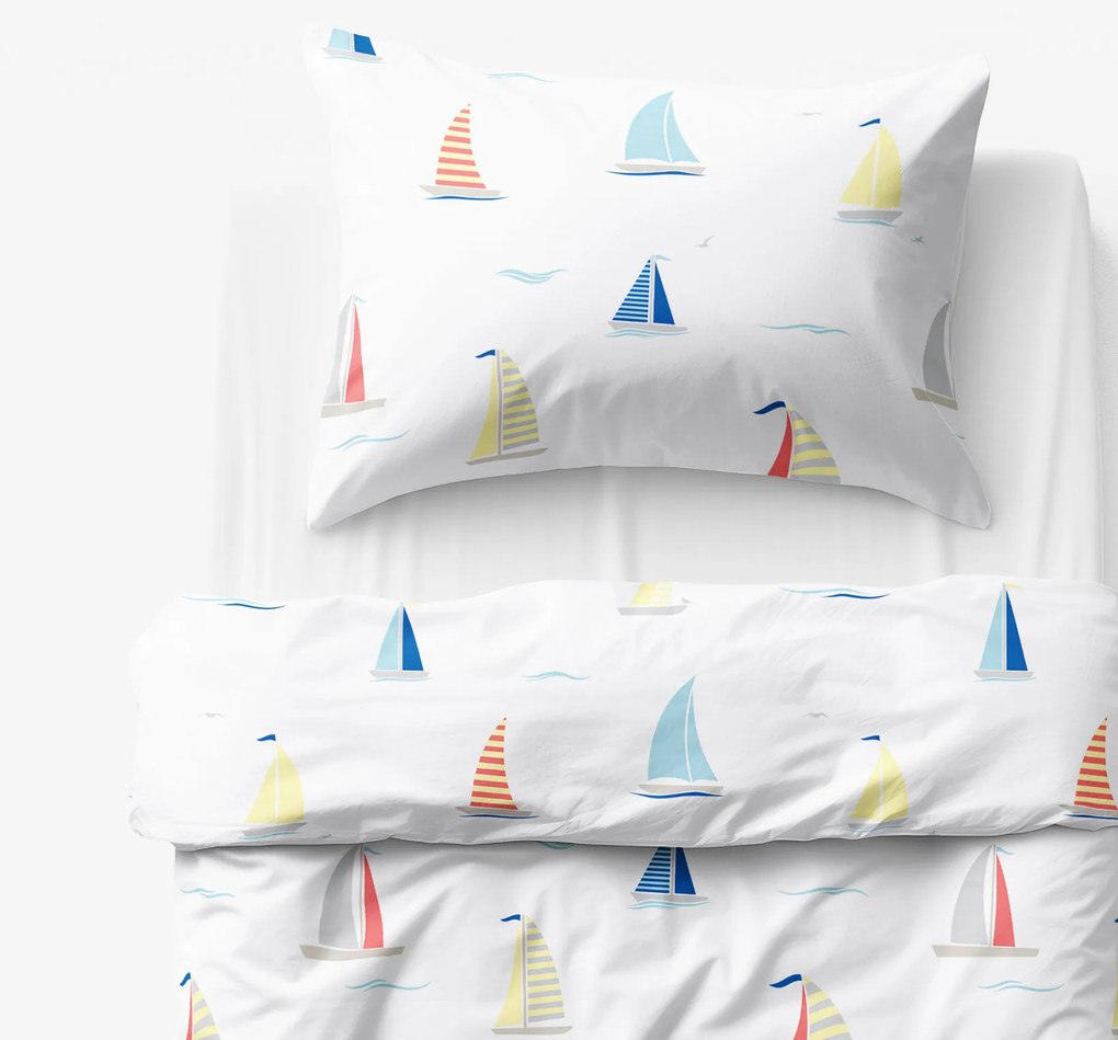 Goldea detské bavlnené obliečky - plachetnice 140 x 200 a 70 x 90 cm