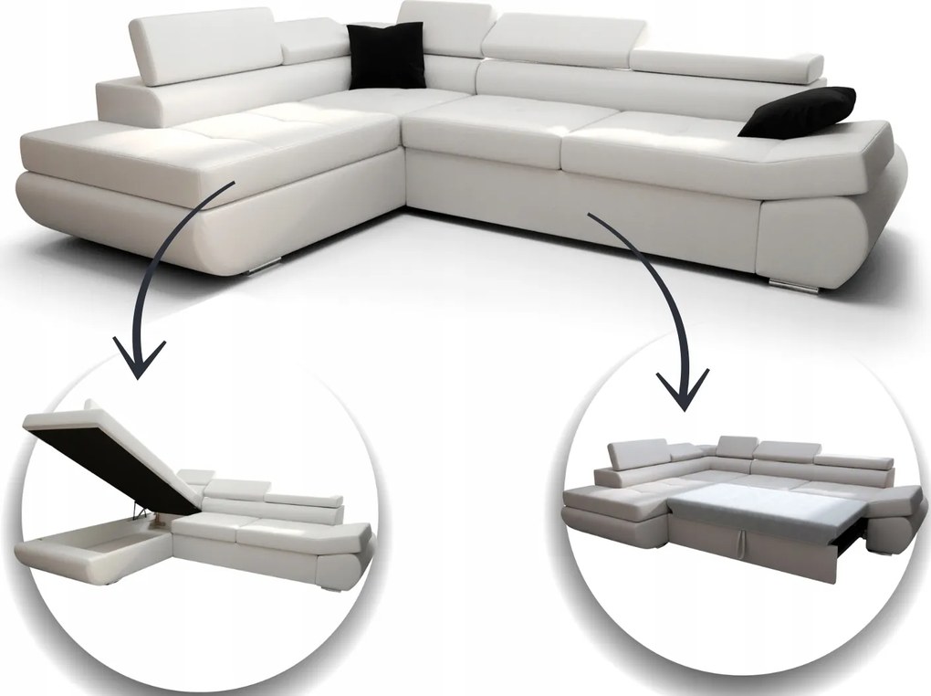 Moderný Rozkladací Rohový Gauč 280X200 Úložný Box, Skladová Ponuka Eva
