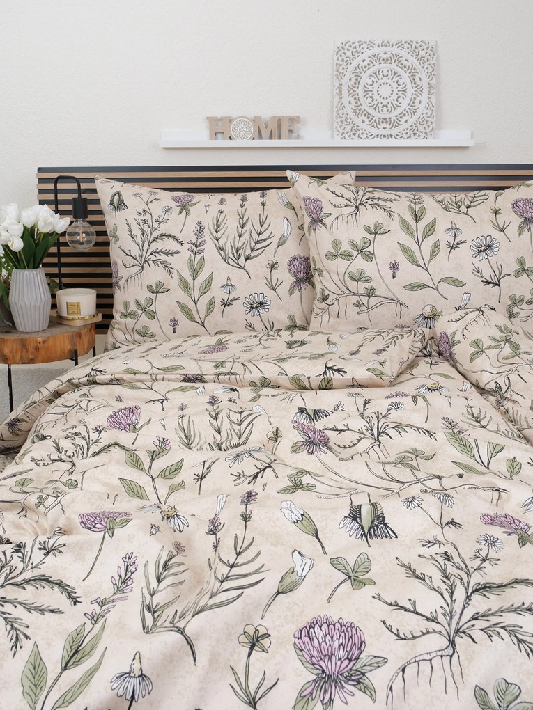 Francúzske saténové obliečky - Herbár béžový