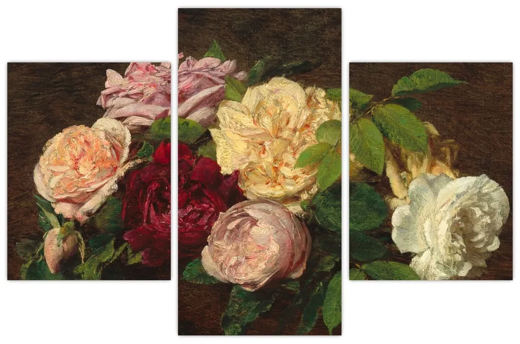 Obraz - Henri Fantin-Latour, Roses de Nice on a Table, reprodukcia (90x60 cm)
