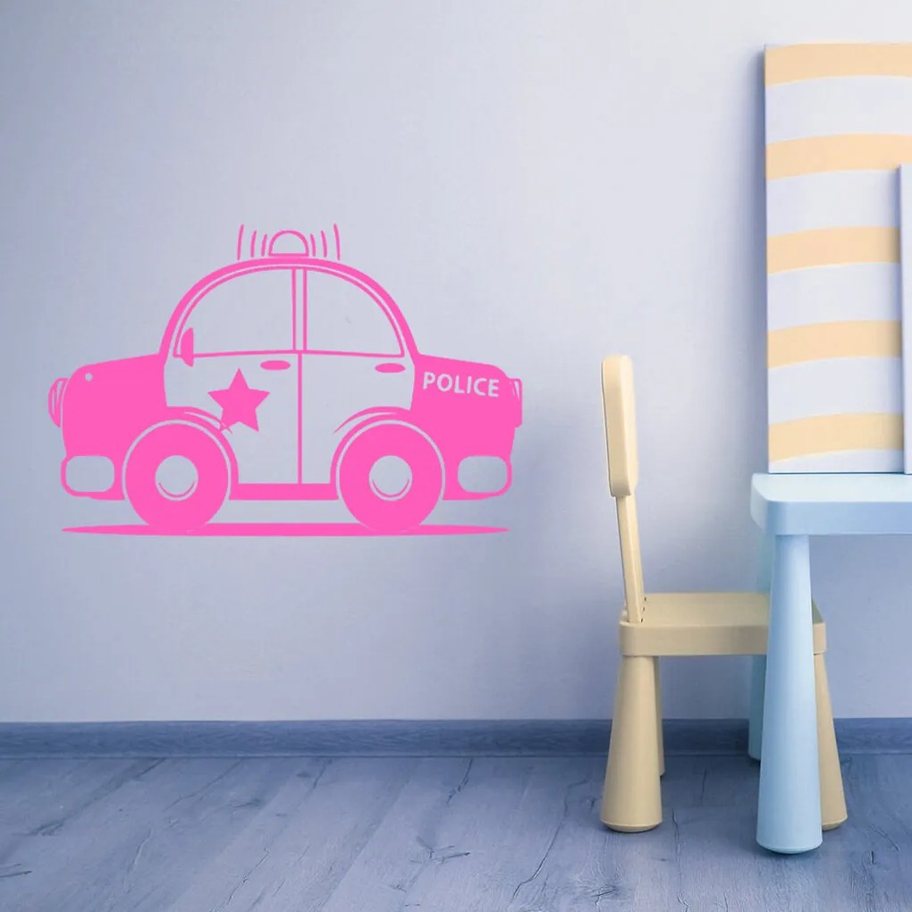 Veselá Stena Samolepka Autíčko policajné Farba: oranžová, Veľkosť: 40 x 25 cm
