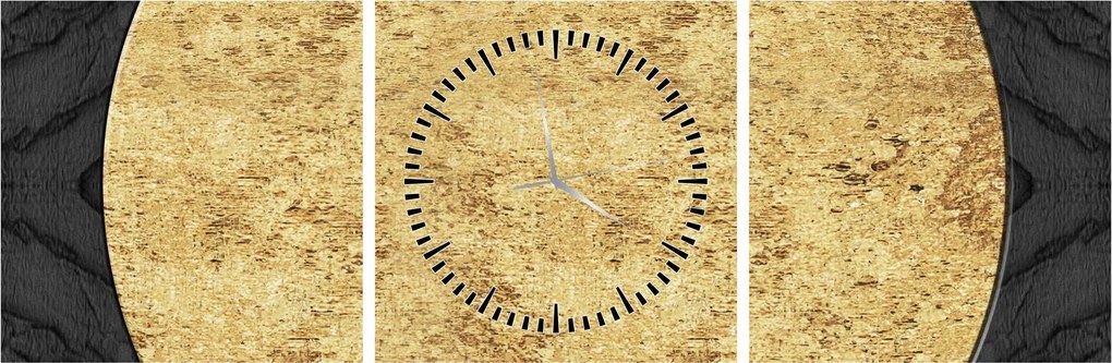 Obraz - Zlatá štruktúra N⁰2 (s hodinami) (90x30 cm)