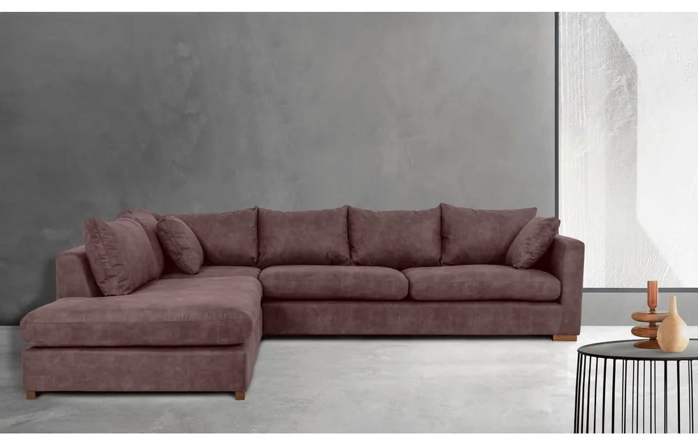 Tmavohnedá rohová pohovka z imitácie kože (ľavý roh) Hamburg – Scandic