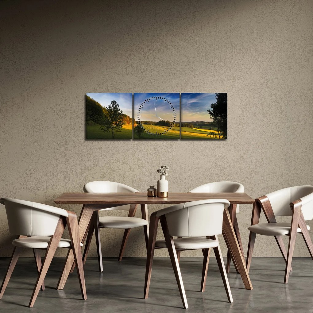 Obraz - Horská lúka (s hodinami) (90x30 cm)