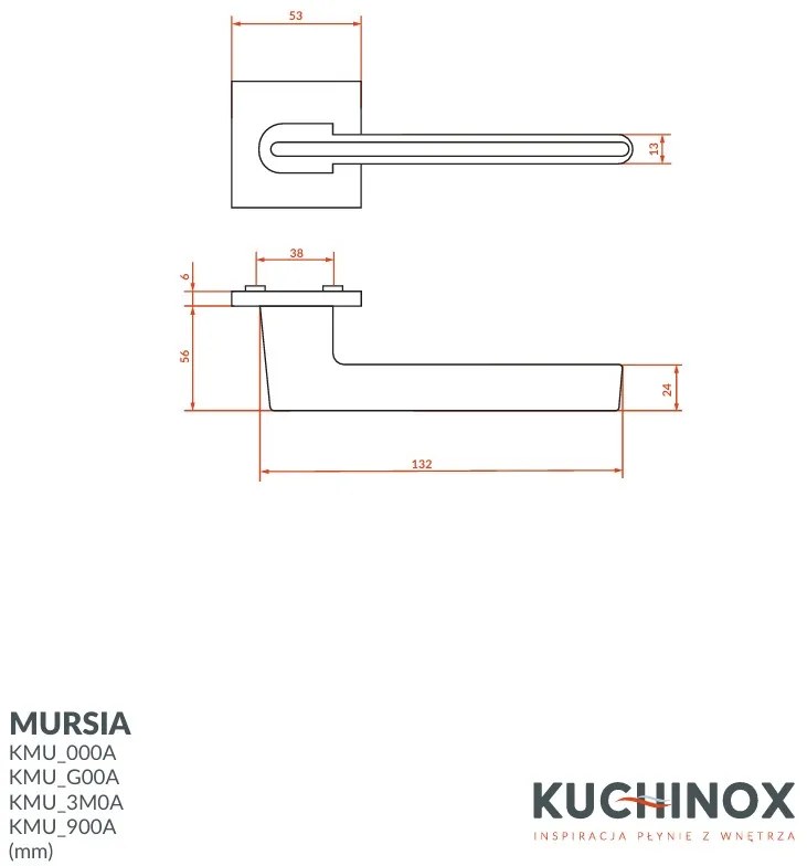 Kuchinox Mursia, kľučka na dvere, chrómová, LAV-KMU_000A