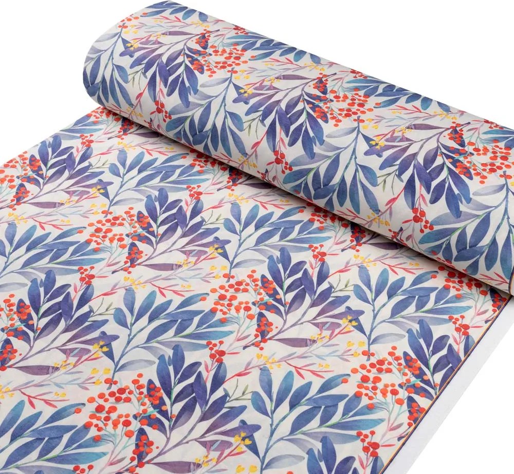 Biante Dekoračný obdĺžnikový obrus PML-067 Modré listy na krémovom 140x160 cm