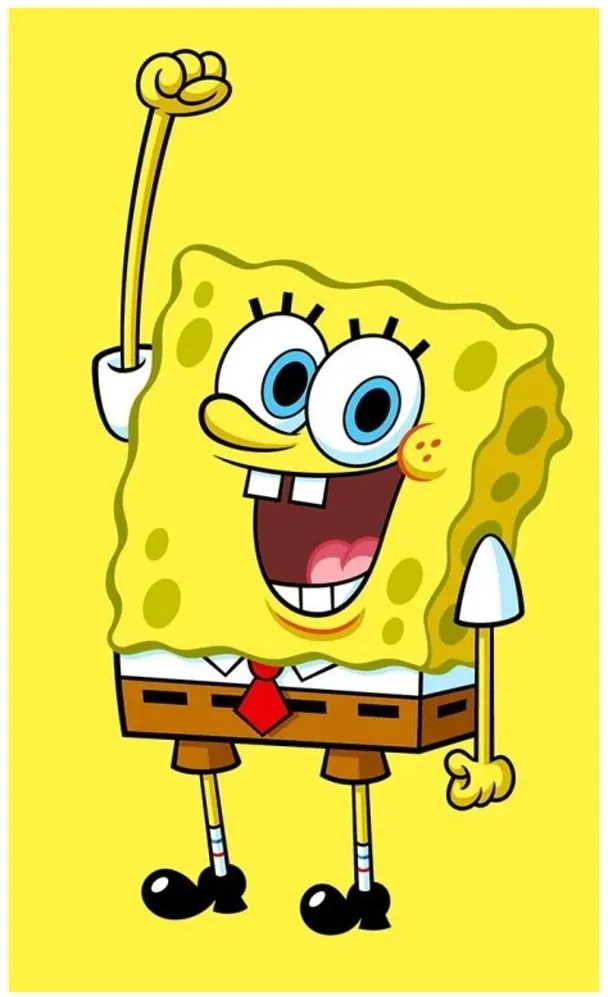 Detský uterák SpongeBob – motív veselá žltá huba - 100% bavlna - 30 x 50 cm