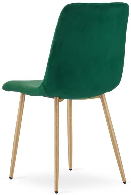 Jedálenská stolička TURIN zamatová, tmavozelená / hnedé nohy