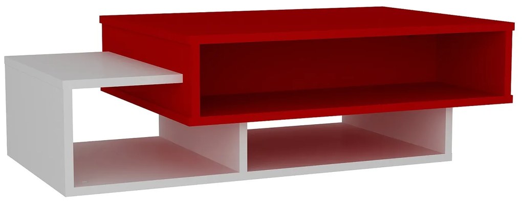 Dizajnový konferenčný stolík Landis 105 cm biely / červený