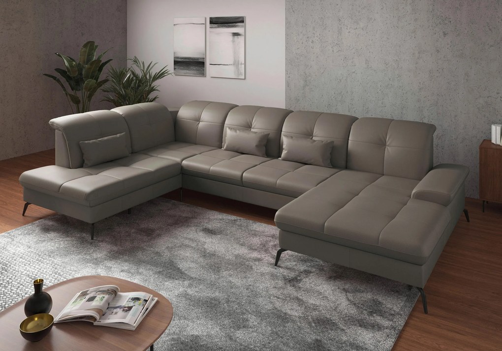 XXXLutz SEDACIA SÚPRAVA, textil, koža, sivá Sit & More - Sedačky - 00014401174R