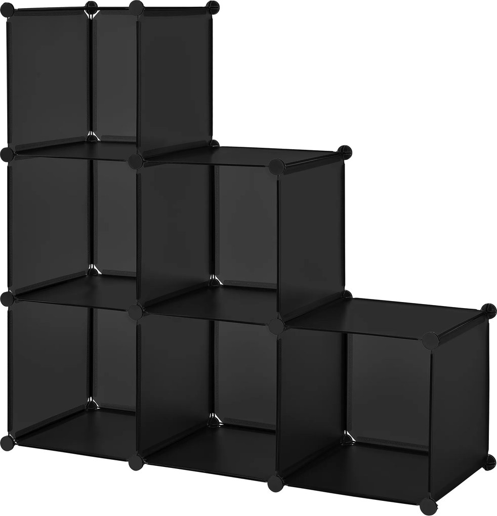 [neu.haus]® Polica so 6 skrinkami - čierna - DIY variabilný systém - model 1