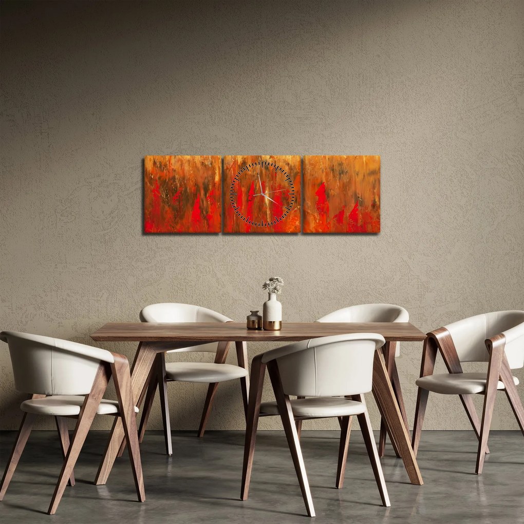Obraz maľované abstrakcie (s hodinami) (90x30 cm)