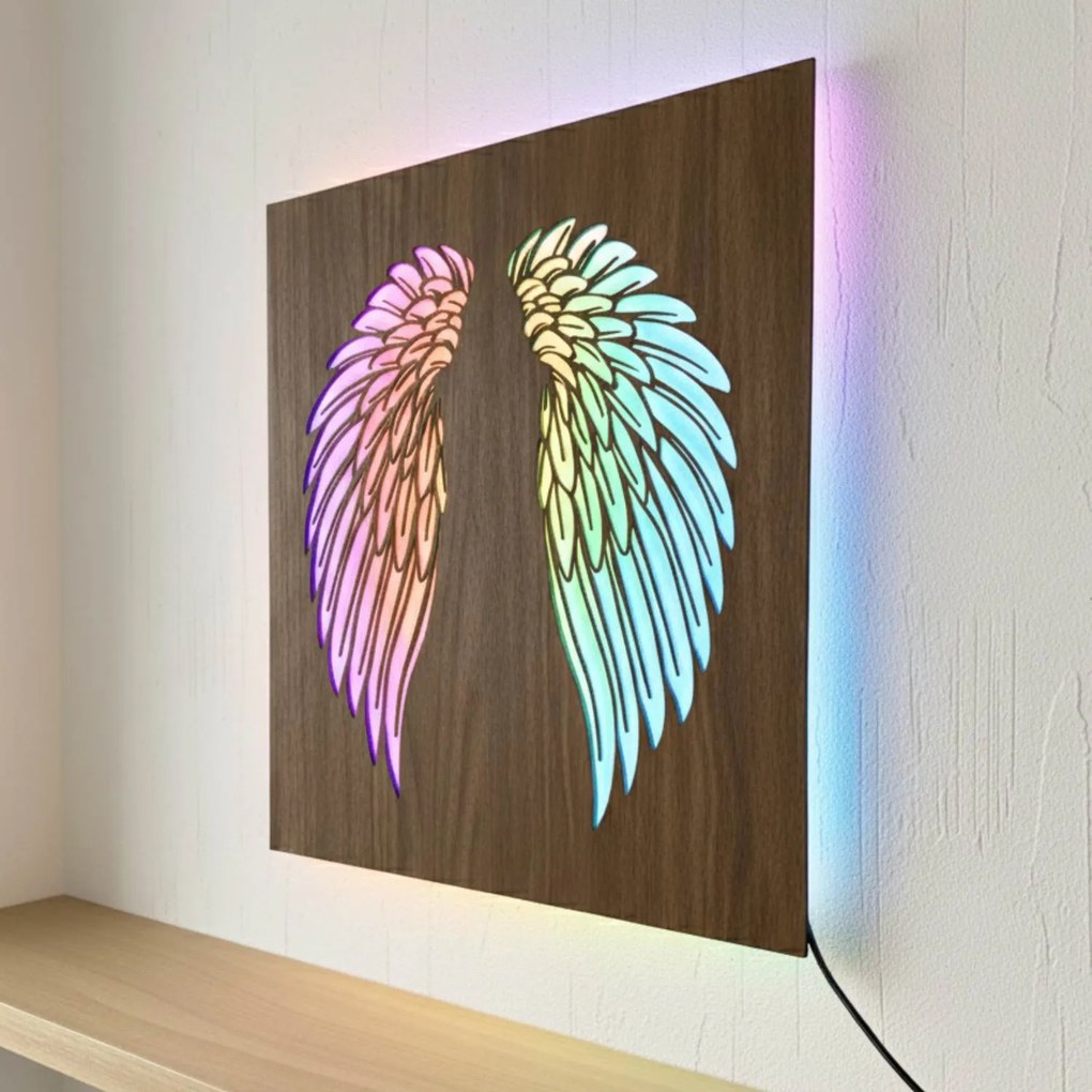 SENTOP | LED drevený obraz – Anjelske krídla | Podsvietená nástenná dekorácia od | SENTOP LED0501