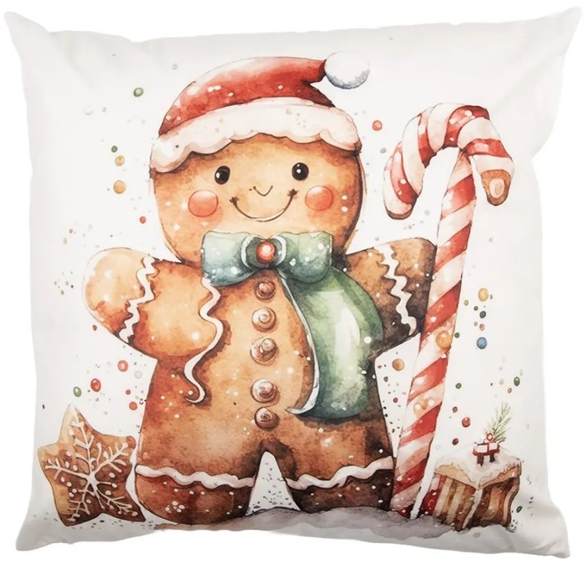 Biela obliečka na vankúš s perníčkom Gingerbread- 45*45 cm
