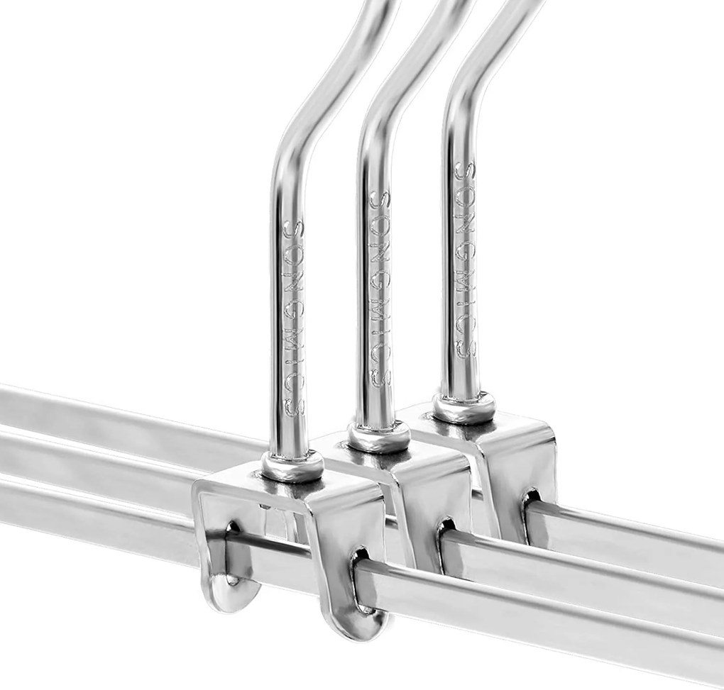 Kovové vešiaky na nohavice, protišmykové, sada 20 ks, strieborné