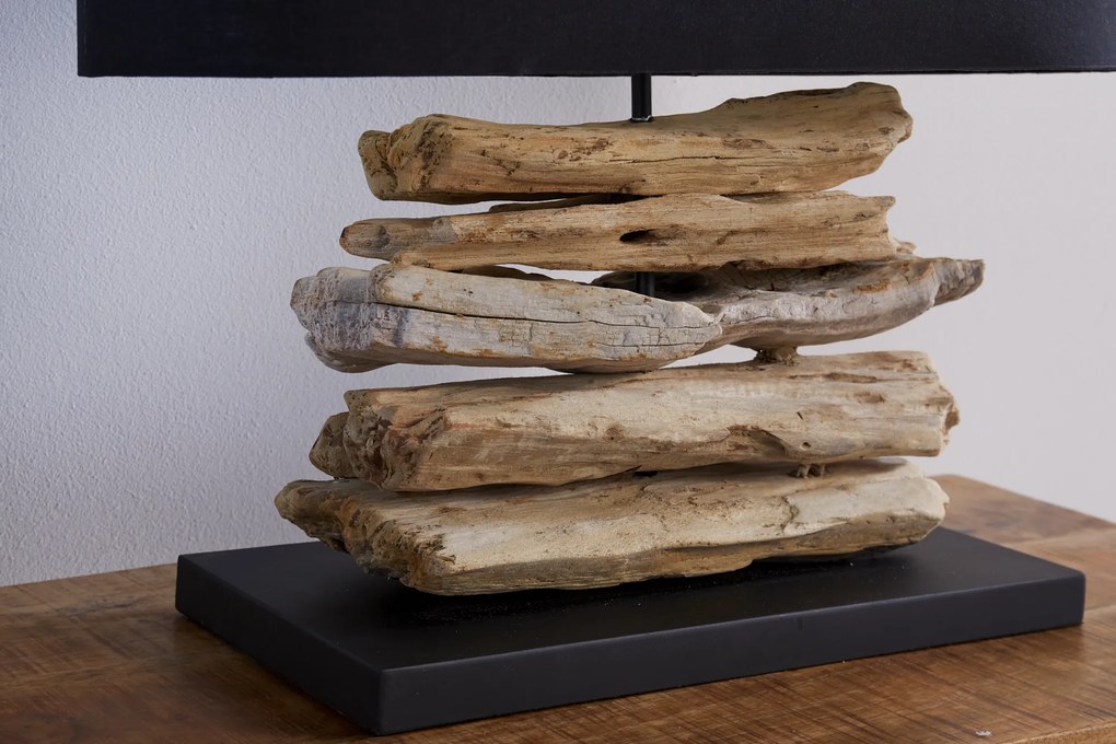 Stolná lampa z naplaveného dreva Riverine II čierna