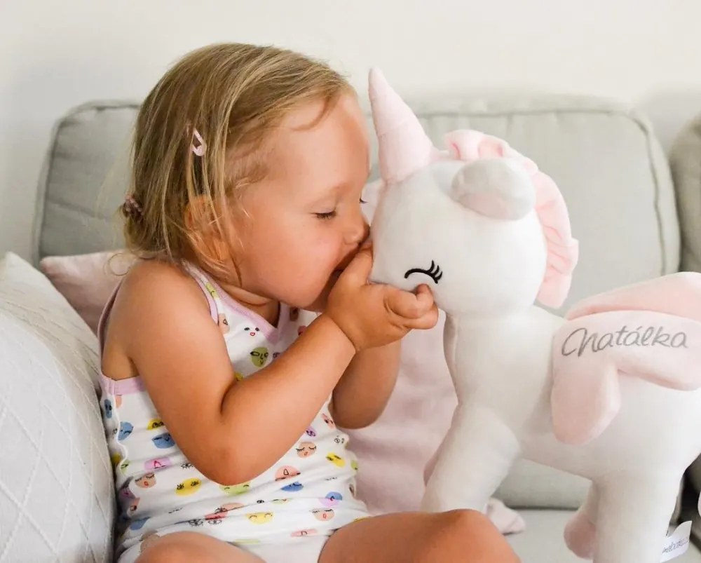 Mojkáčik - Plyšový jednorožec biely L