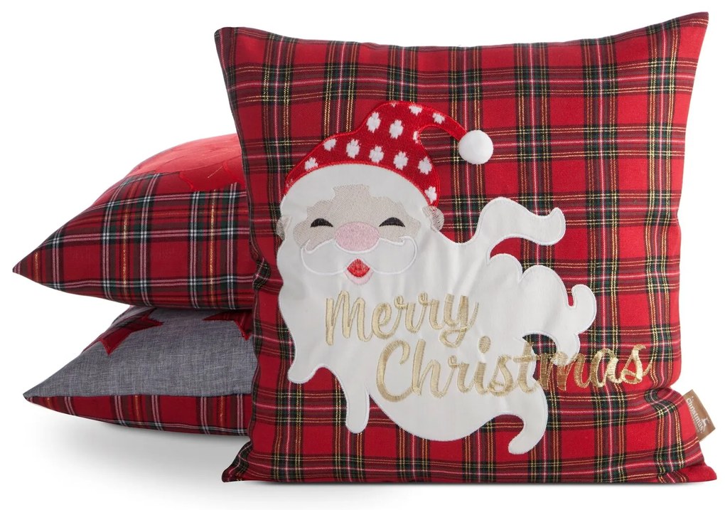 VIANOČNÁ DEKORAČNÁ OBLIEČKA NA VANKÚŠ MERRY2 45X45 CM VZOROVANÁ