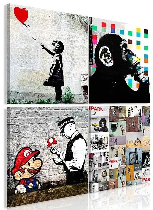 Obraz - Banksy Collage (4 Parts) Veľkosť: 40x40, Verzia: Premium Print