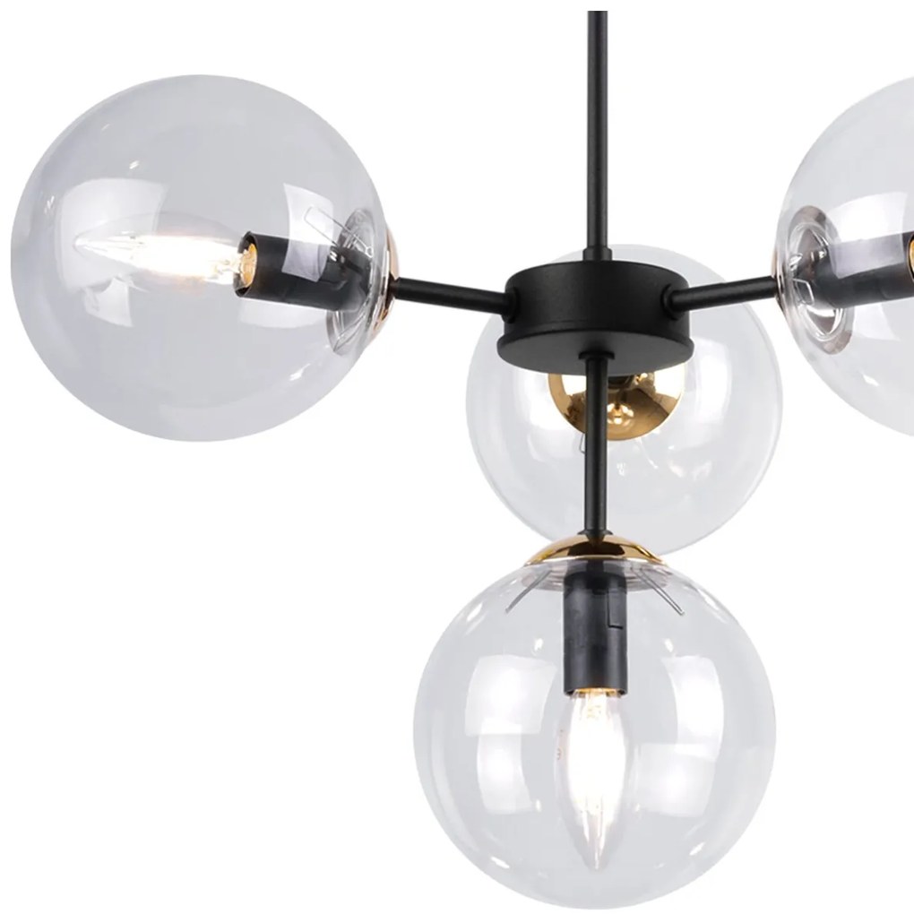 Závesné svietidlo Paris, 4x transparentné sklenené tienidlo, g