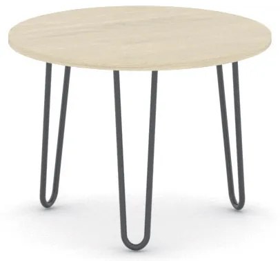 Okrúhly konferenčný stôl SPIDER, priemer 60 cm, čierna podnož, doska dub prírodný