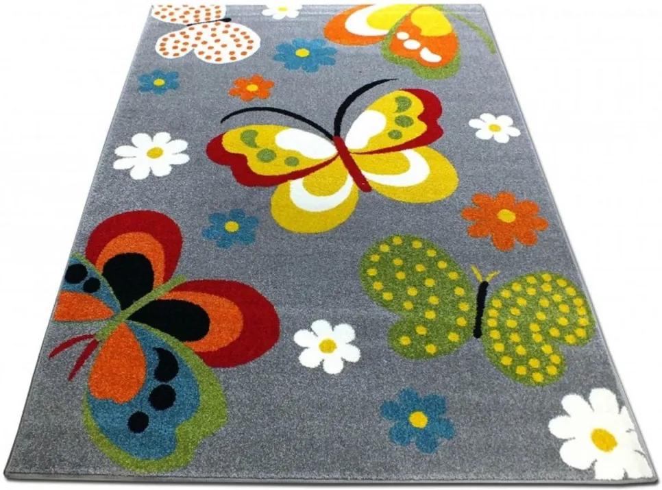 Detský koberec Motýle sivý, Velikosti 100x200cm