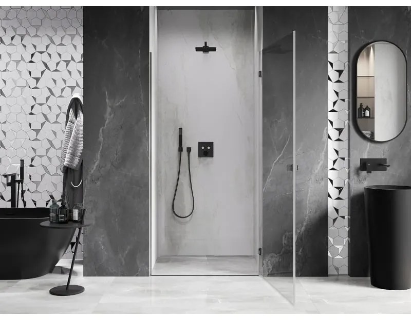 Mexen, Mexen Lunar-B Otočné pravé sprchové dvere 60 cm, transparentné, pištoľový kov - 832-060-000-95-00-P