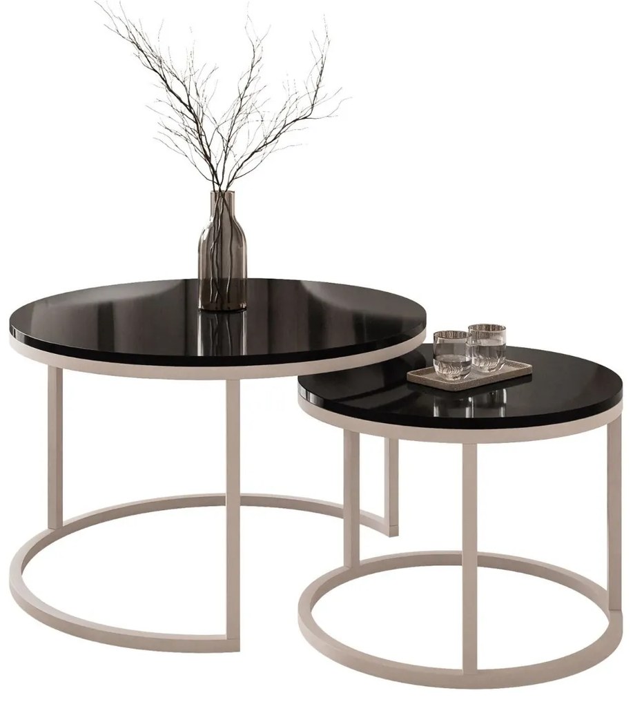 KONFERENČNÝ STOLÍK LEONARDO 2V1 KAŠMÍR + ČIERNY LESK