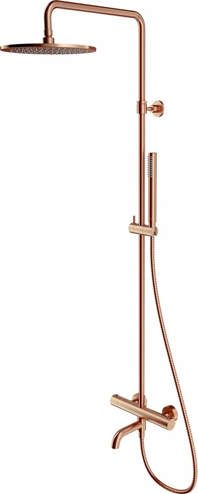 Termostatická Sprchová Kolóna Z Brúsenej Medi S Vaňovým Výtokom