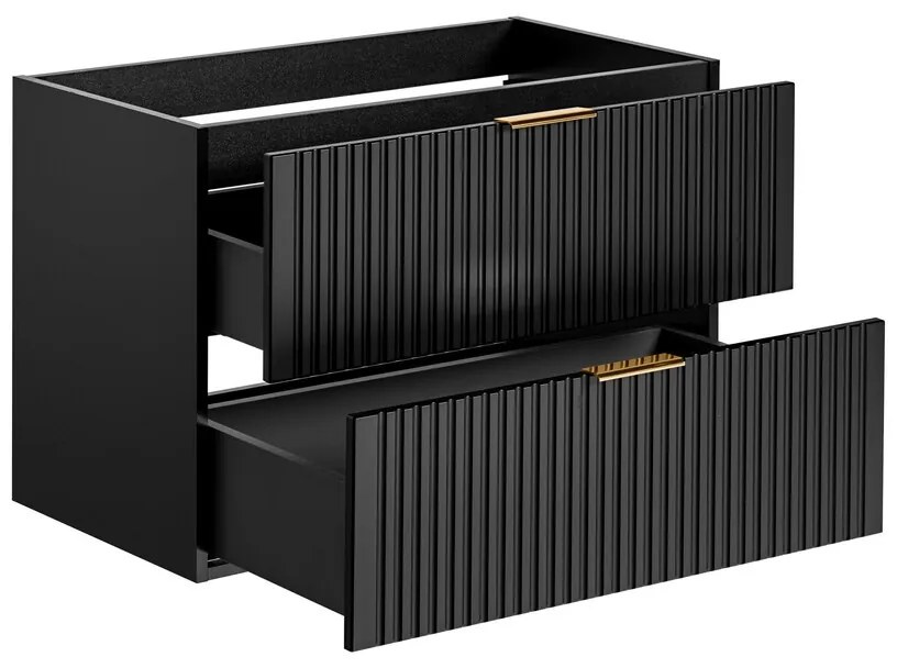 Kúpeľňová zostava Casad 80 cm so skrinkami, umývadlom a zrkadlom čierna