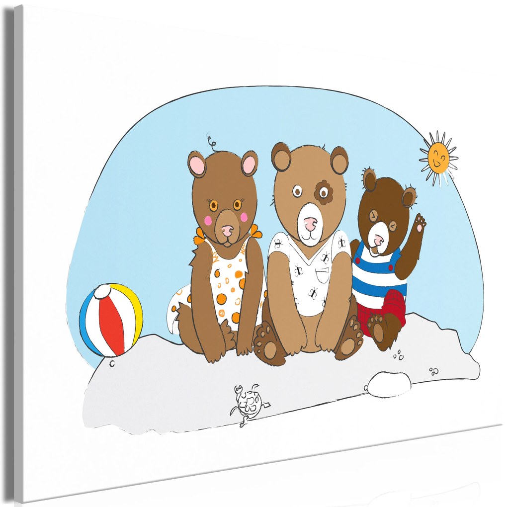 Artgeist Obraz - Teddy Bears on the Beach (1 Part) Wide Veľkosť: 30x20, Verzia: Na talianskom plátne